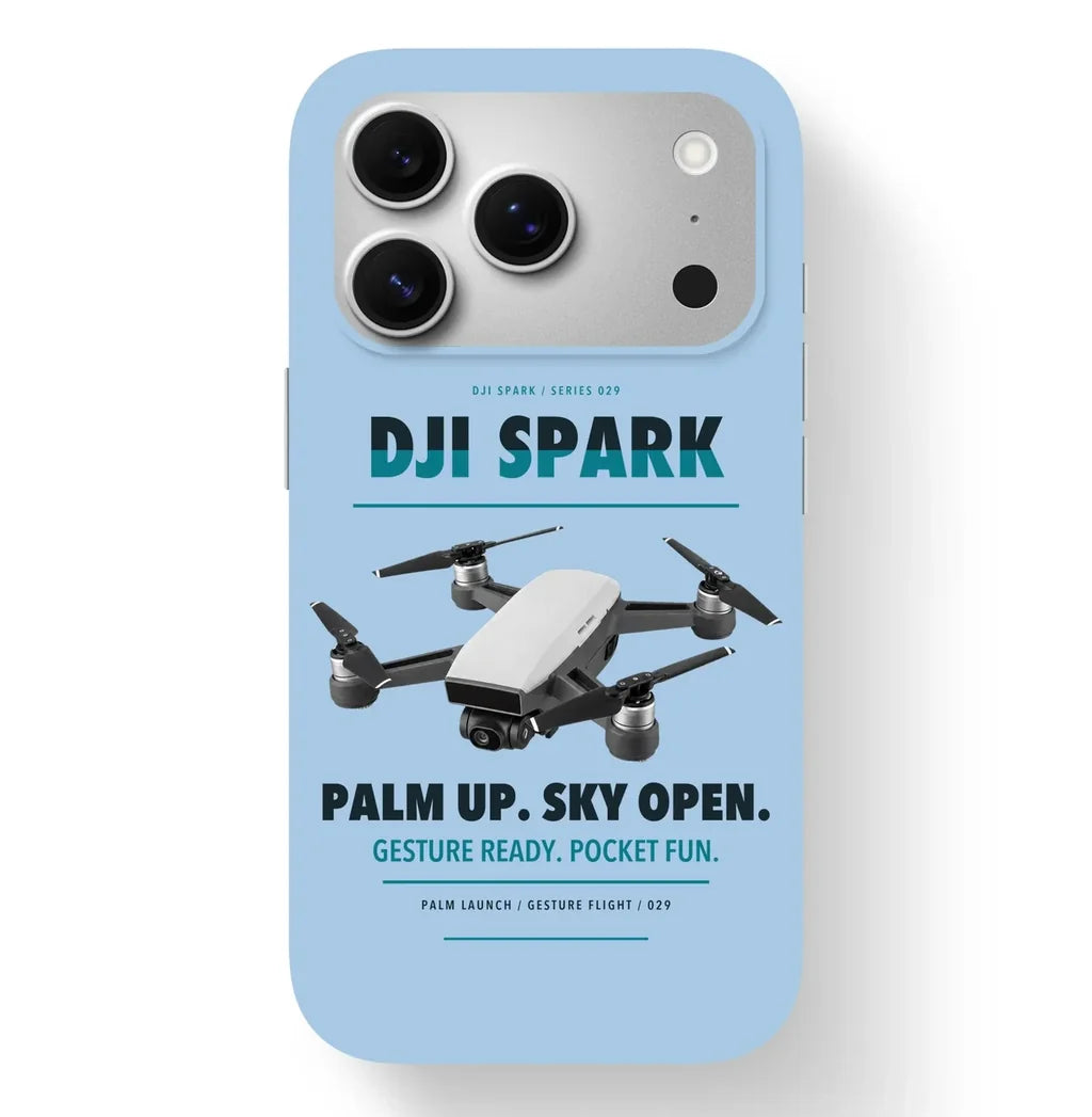 DJI Spark Case design on light blue iphone case