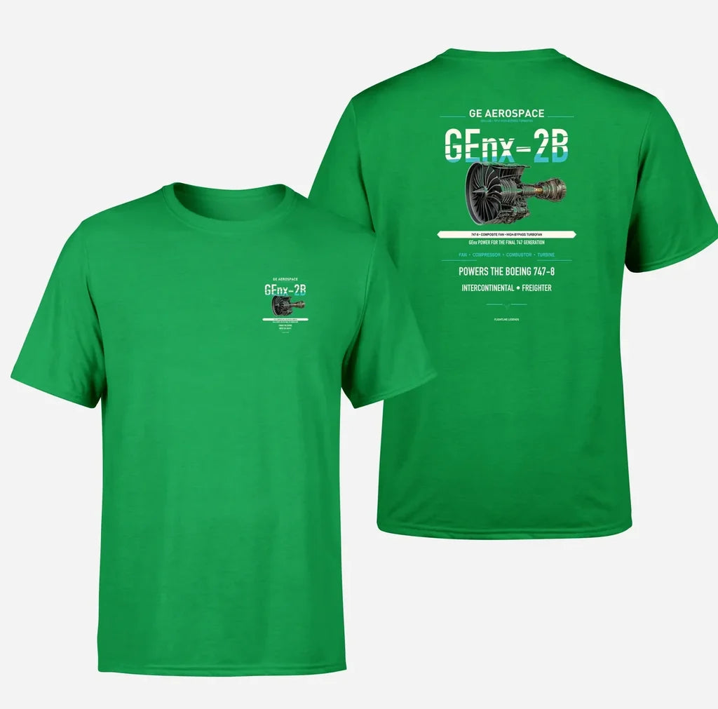 GEnx-2B design on green t shirt