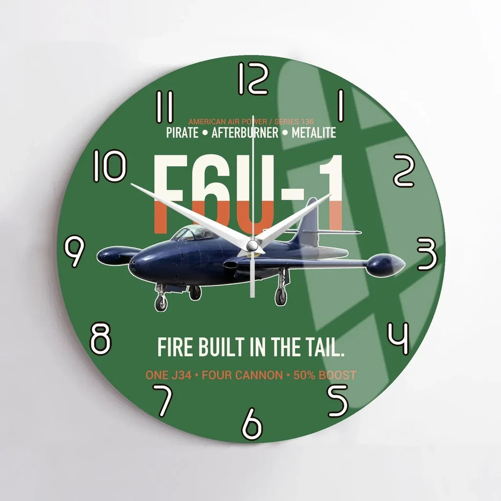 F6U-1 Pirate Fire Built in the Tail design on green no frame wall clock