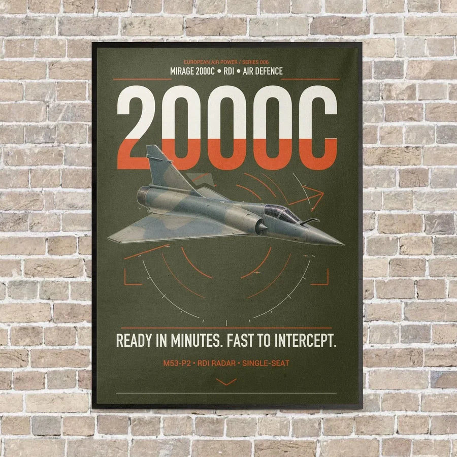 Dassault Mirage 2000C RDI vertical canvas print - framed - green army background