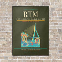 Thumbnail for Rotterdam The Hague Airport RTM vertical canvas print - framed - green army background