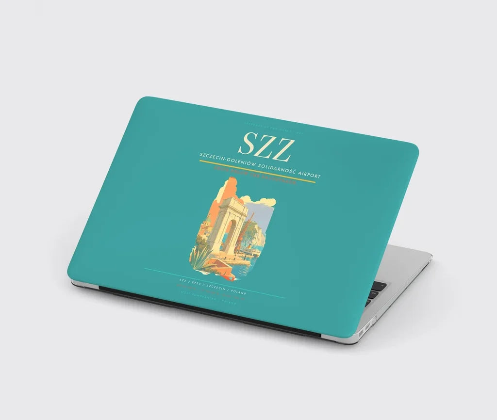 Szczecin-Goleniów Solidarność Airport (SZZ) design on turquoise MacBook case