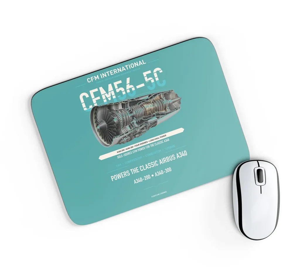 CFM56-5C design on turquoise rectangle mouse pad