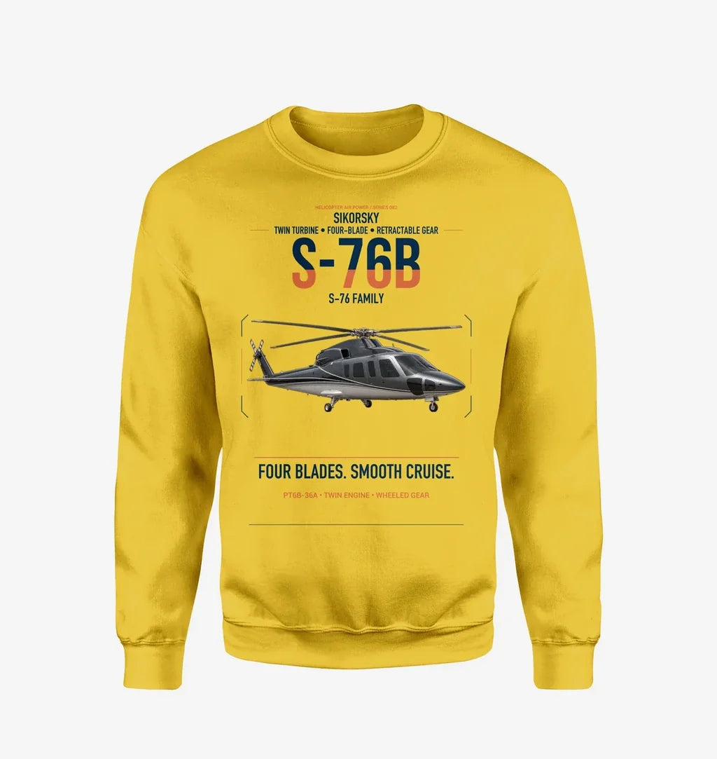 Sikorsky S-76B design on yellow sweatshirt
