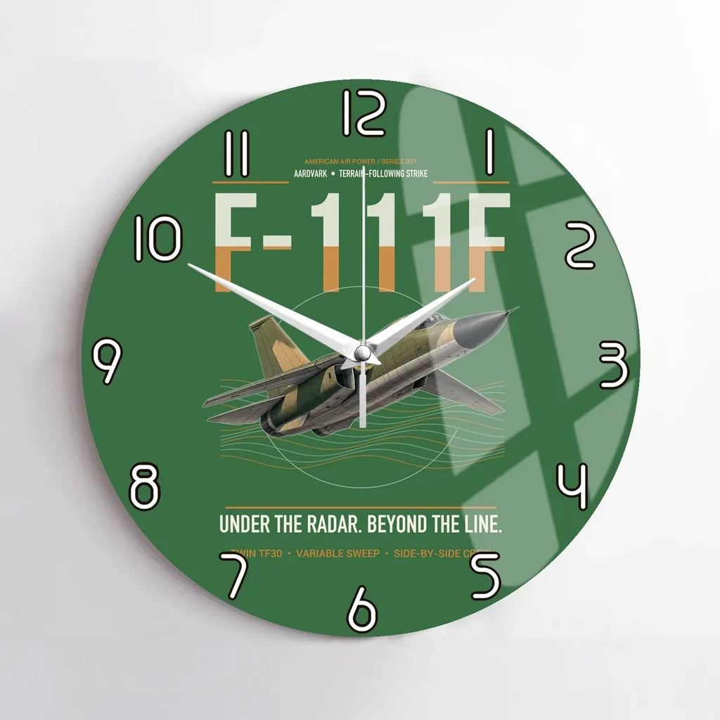F-111F Aardvark design on green no frame wall clock
