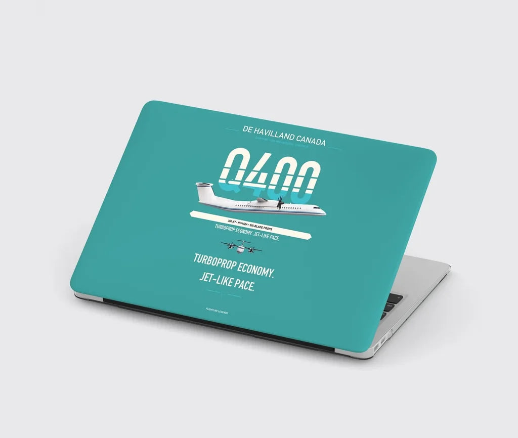 De Havilland Dash 8-400 design on turquoise MacBook case