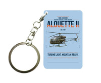 Thumbnail for Sud Aviation SE 3130 Alouette II design on light blue designed key chain, double-side print