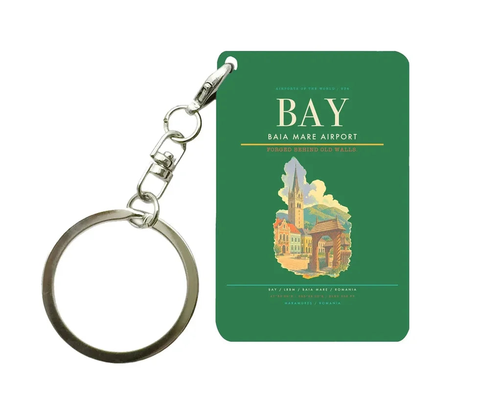 Baia Mare Airport (BAY) design on green key chain