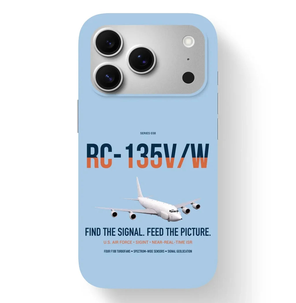 RC-135V W Rivet Joint design on light blue magsafe iphone case, for iPhone 17 Pro
