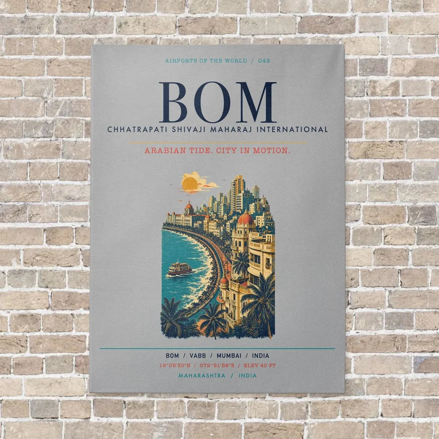 Chhatrapati Shivaji Maharaj International Airport Mumbai BOM vertical canvas print - no frame - light gray background