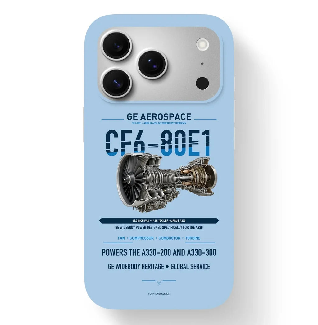CF6-80E1 Case design on light blue iphone case