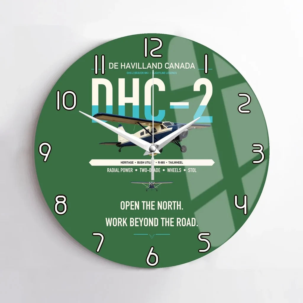 DHC-2 Beaver Mk I design on green no frame wall clock