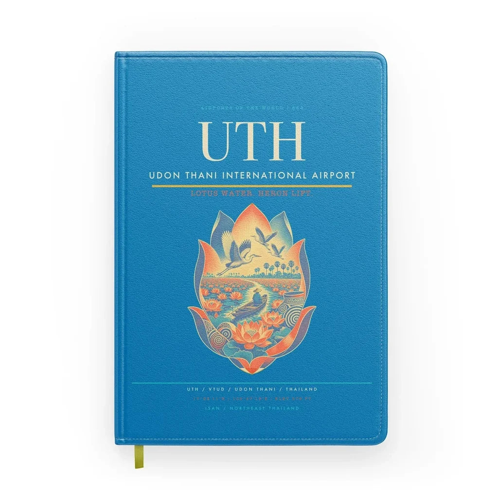 Udon Thani International Airport (UTH) design on turquoise notebook
