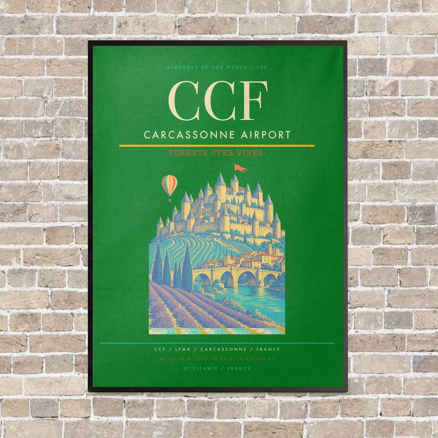 Carcassonne Airport CCF - Canvas Framed - Green