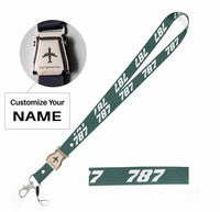 Thumbnail for Boeing 787 Flat Text seat belt lanyard - dark green with name