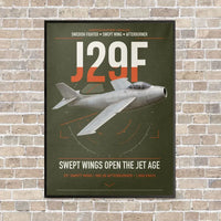 Thumbnail for Saab J 29F Tunnan vertical canvas print - framed - green army background