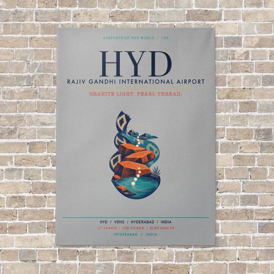 Rajiv Gandhi International Airport Hyderabad HYD vertical canvas print - no frame - light gray background