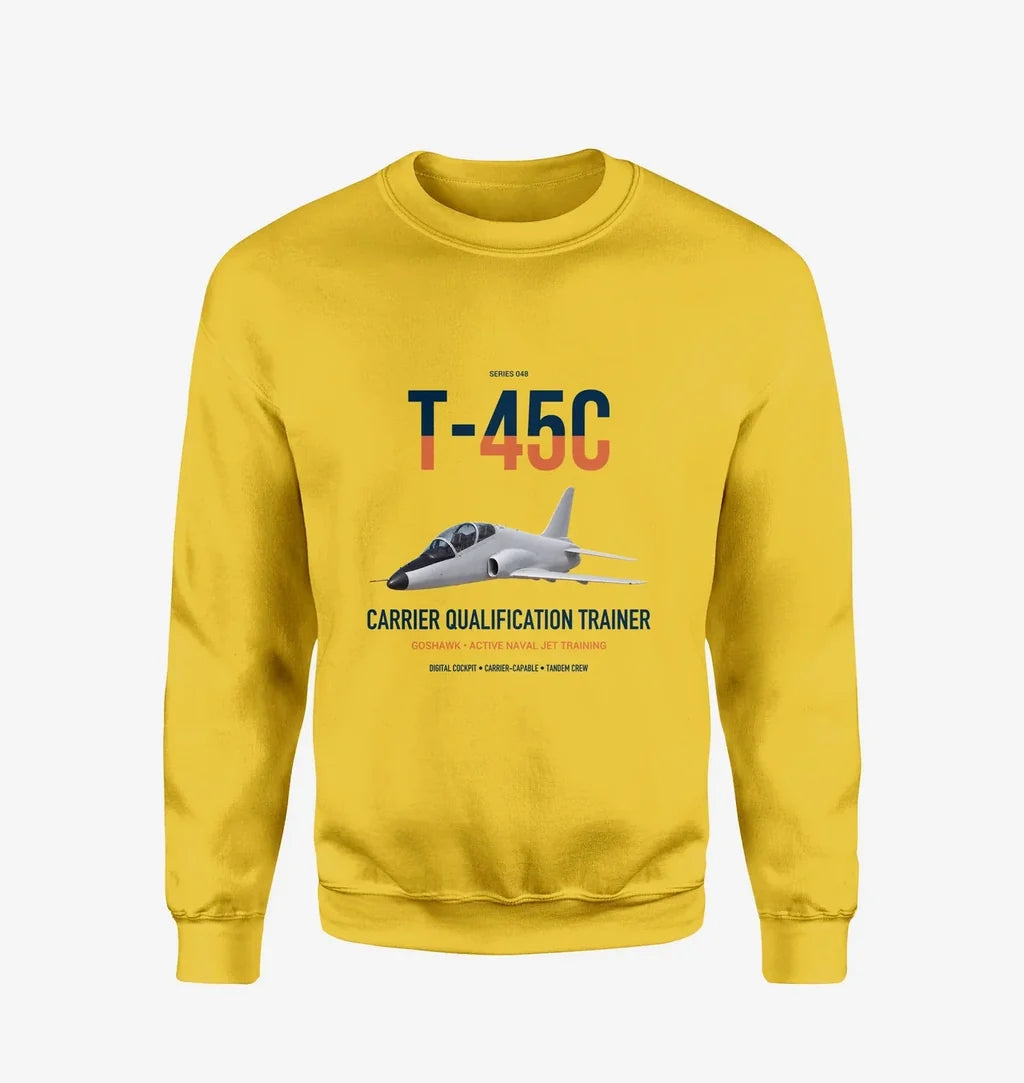 T-45C Goshawk design on yellow sweatshirt