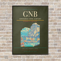 Thumbnail for Grenoble-Isère Airport GNB vertical canvas print - framed - green army background