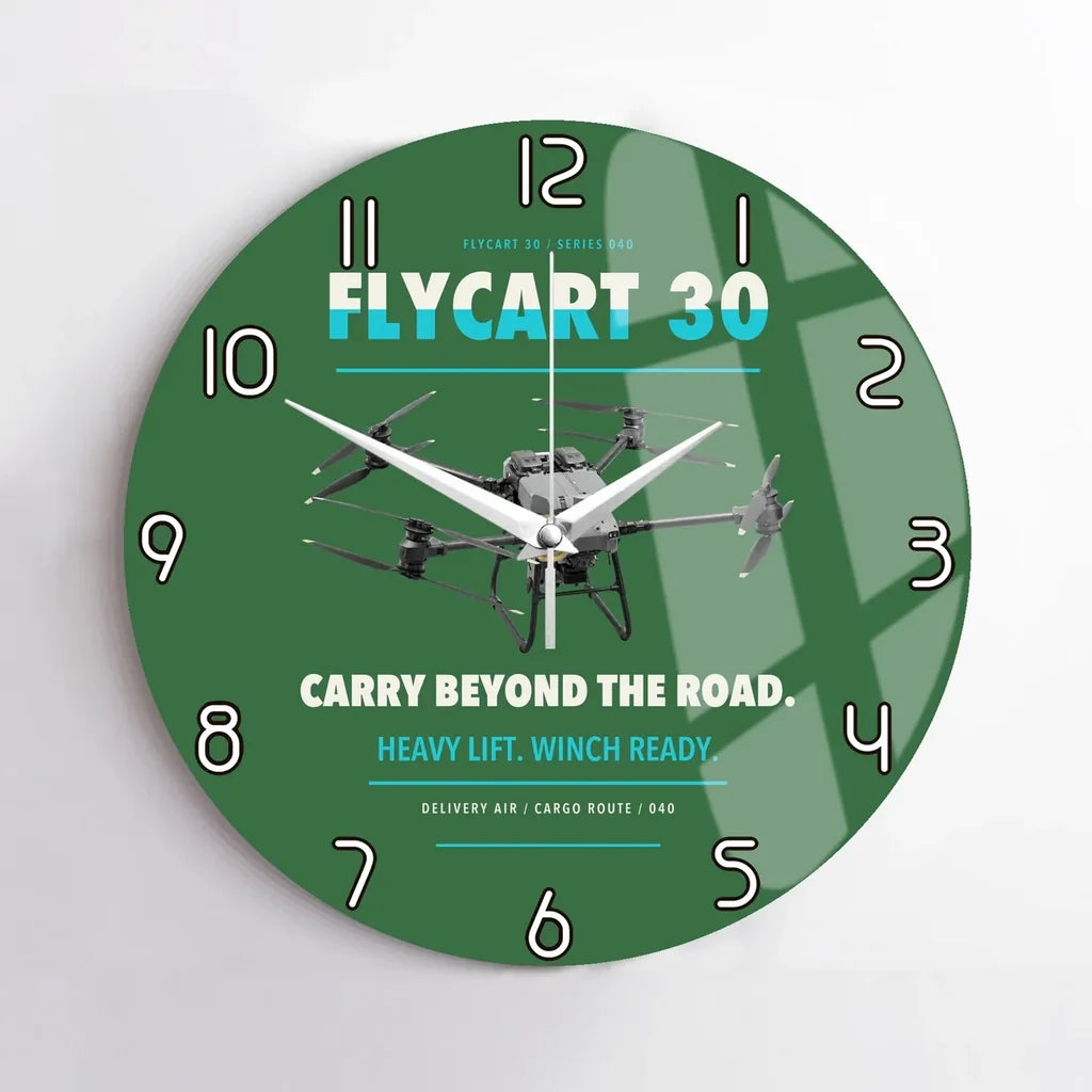 DJI FlyCart 30 design on green no frame wall clock