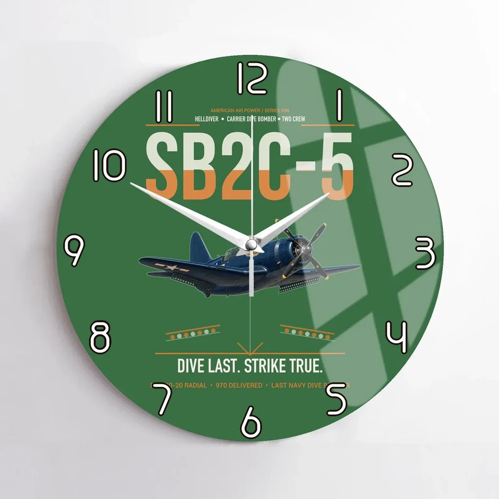 SB2C-5 Helldiver design on green no frame wall clock