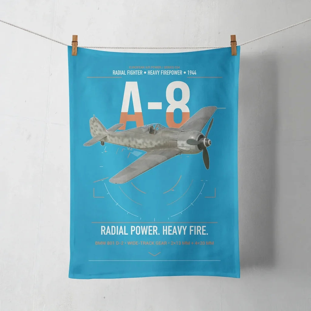 Focke-Wulf Fw 190A-8 design on turquoise towel