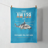 Thumbnail for Leonardo AW139 design on turquoise towel