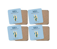 Thumbnail for Marseille Provence Airport (MRS) design on light blue 4 pieces set coaster