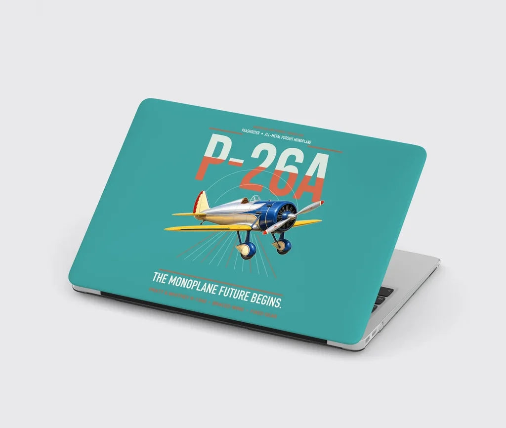 Boeing P-26A Peashooter design on turquoise MacBook case