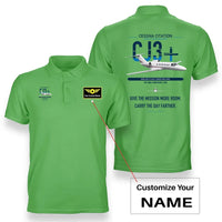 Thumbnail for Cessna Citation CJ3+ design on light green+name double-side polo t-shirt, double-side print