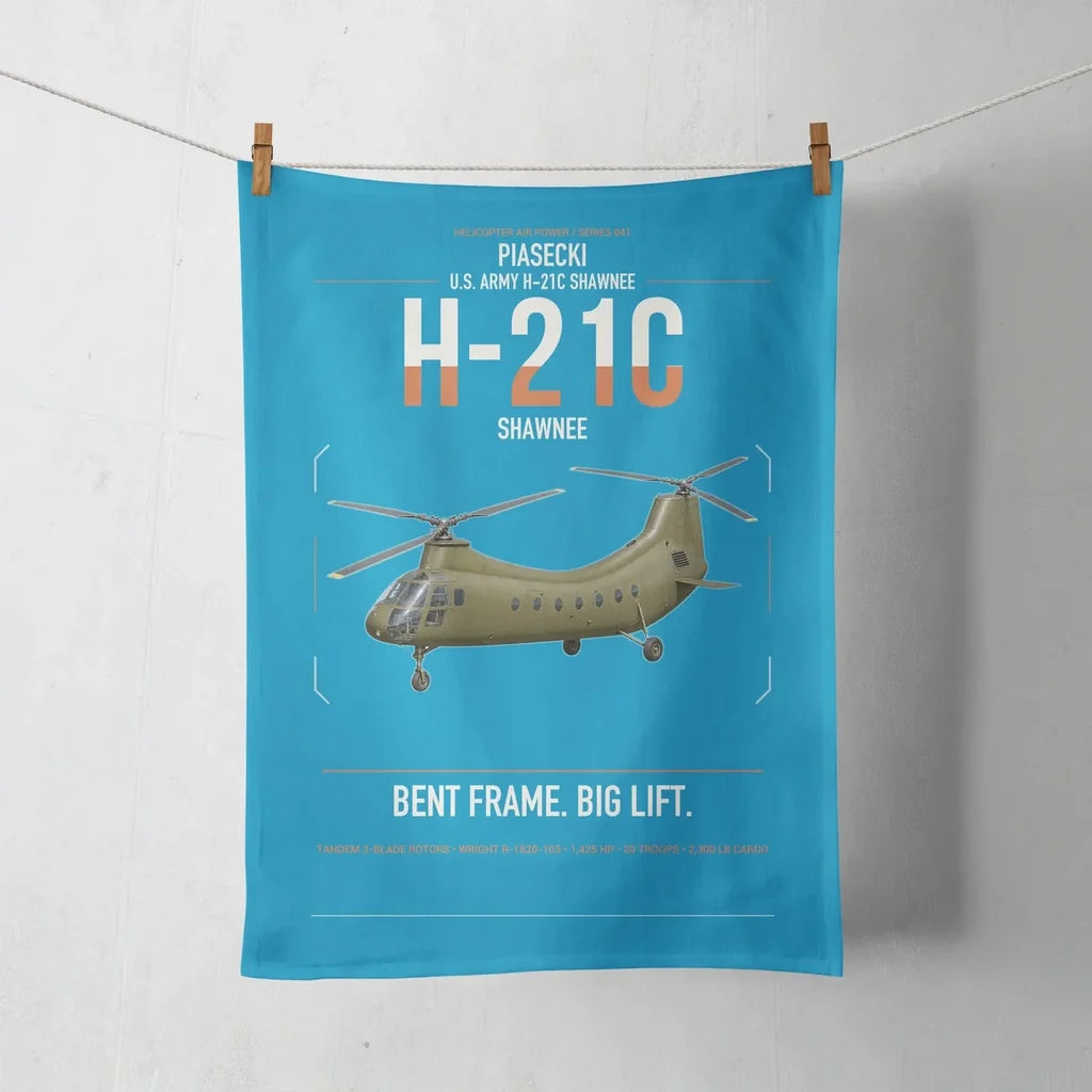 Piasecki H-21C Shawnee design on turquoise towel