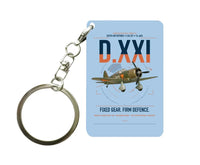 Thumbnail for Fokker D.XXI — Dutch LVA aircraft 221 design on light blue designed key chain, double-side print