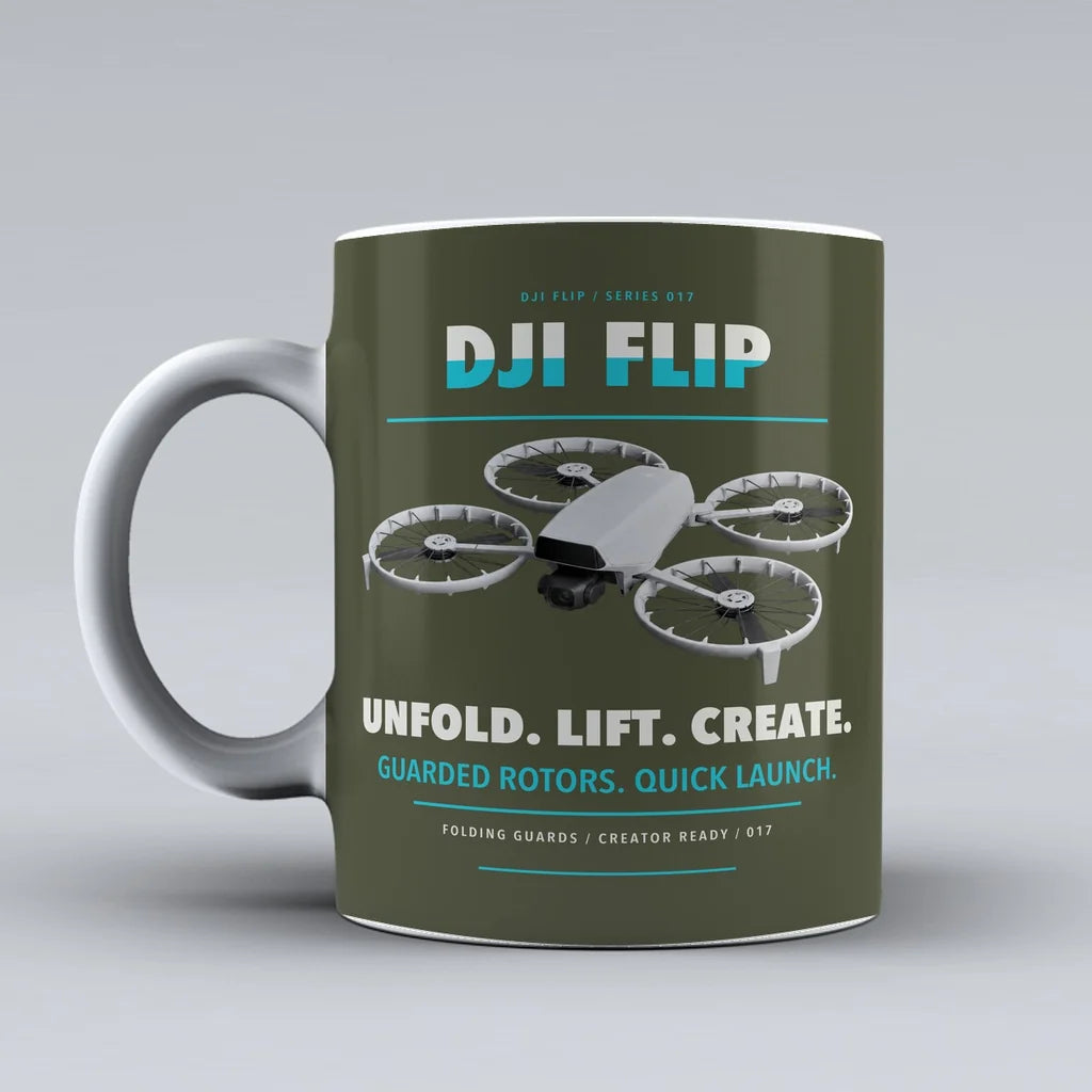 Flip Mug design on green army dji