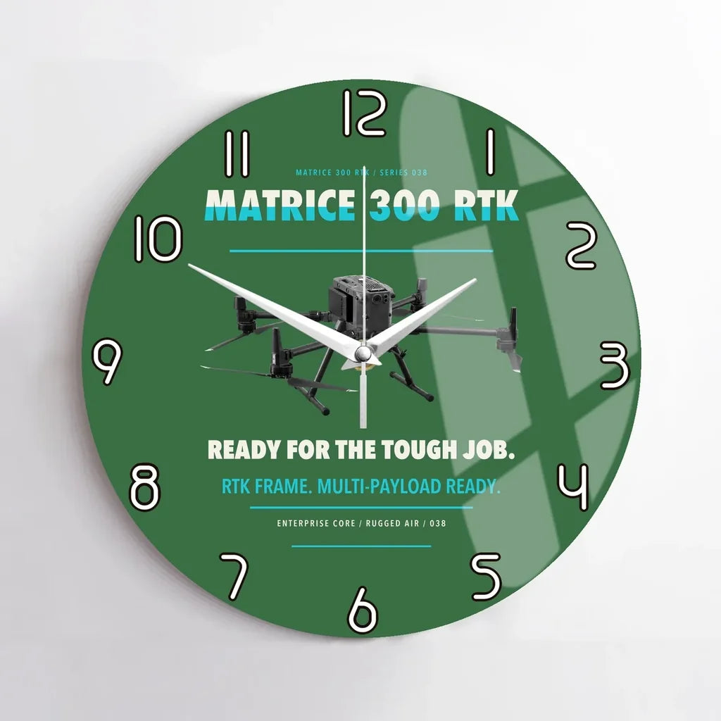 DJI Matrice 300 RTK design on green no frame wall clock