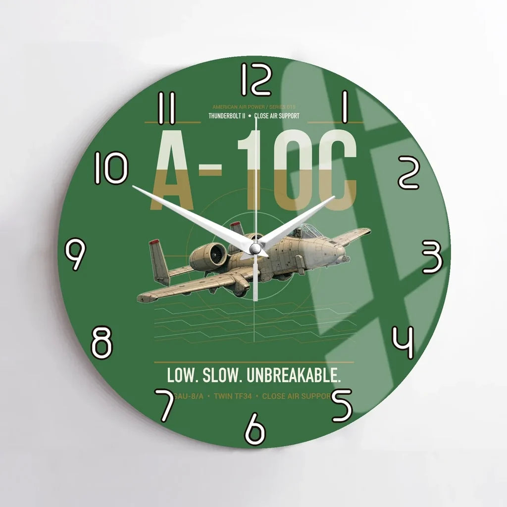 A-10C Thunderbolt II design on green no frame wall clock