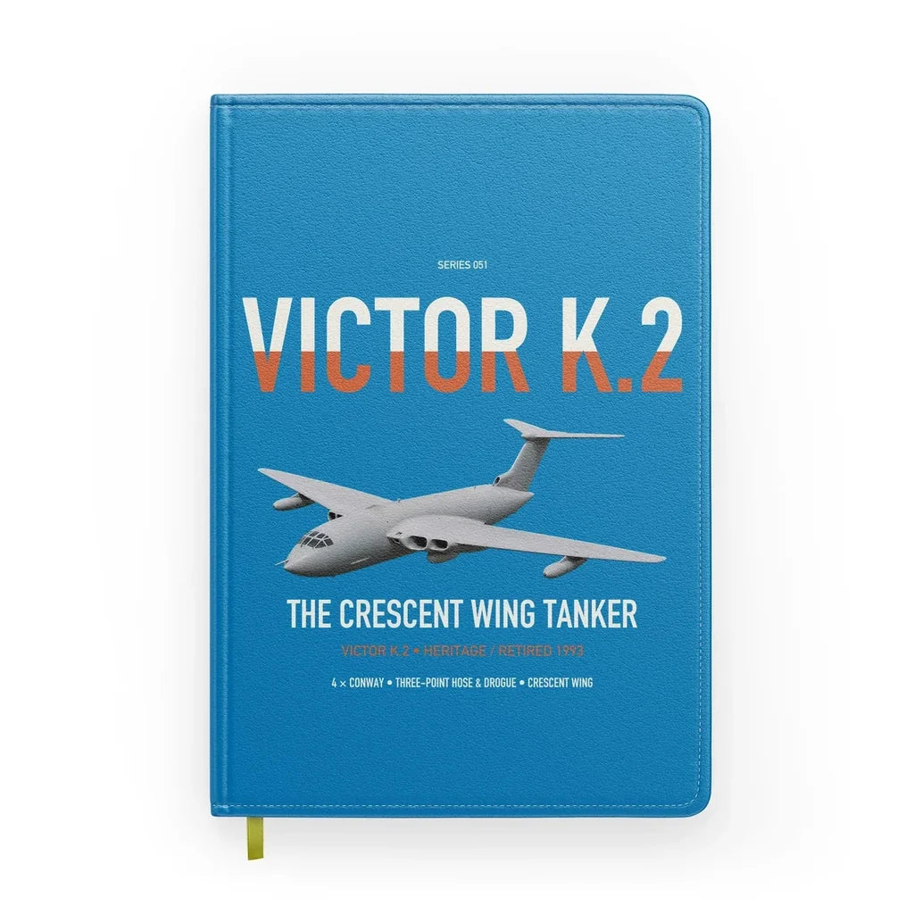 Handley Page Victor K.2 design on turquoise notebook