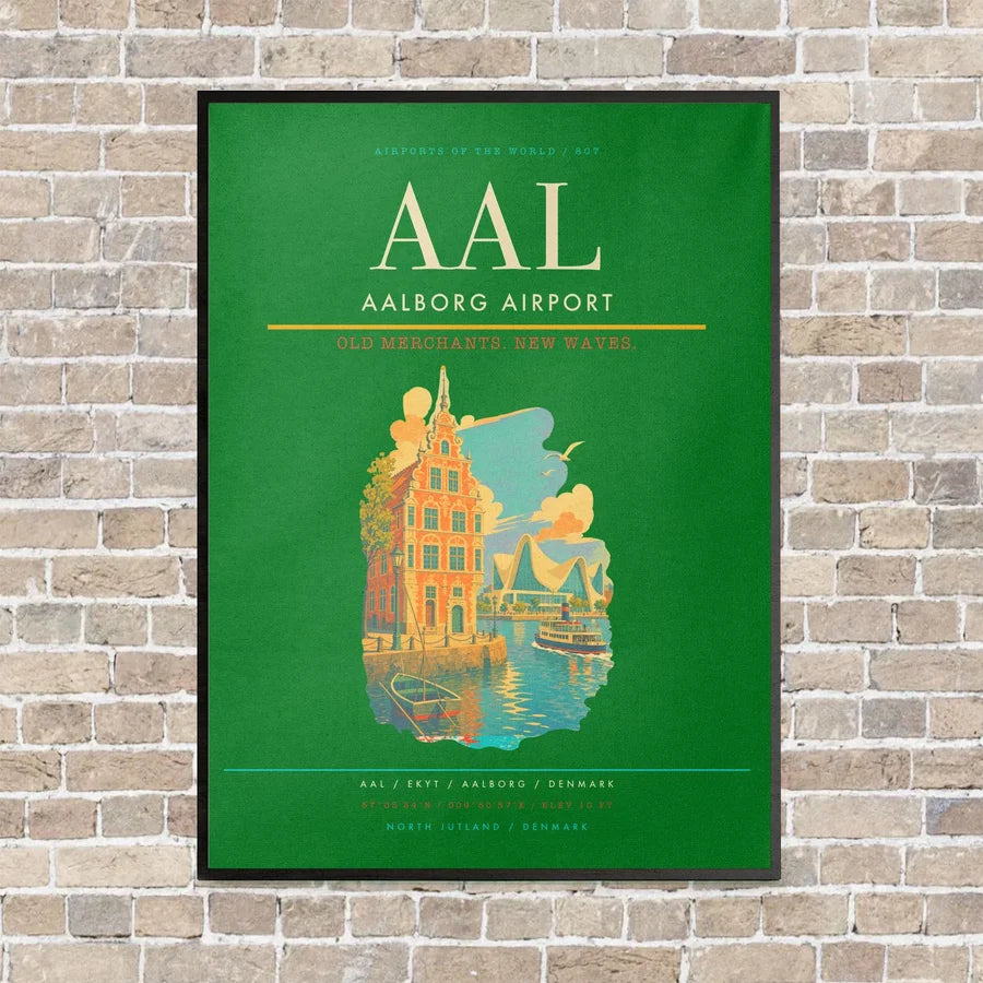Aalborg Airport AAL - Canvas Framed - Green