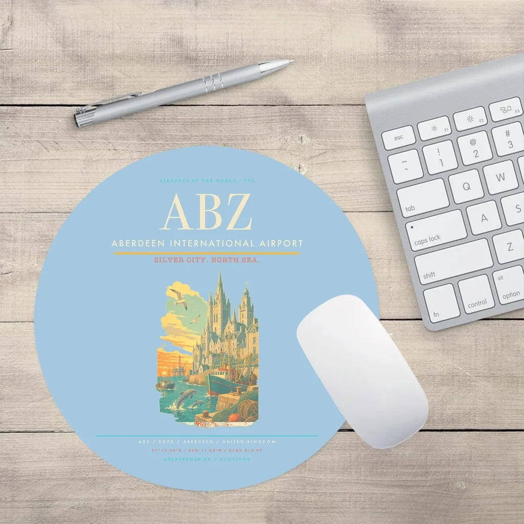 Aberdeen International Airport ABZ Mouse-Pad Round - Light Blue