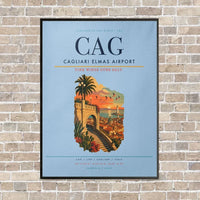 Thumbnail for Cagliari Elmas Airport CAG - Canvas Framed - Light Blue