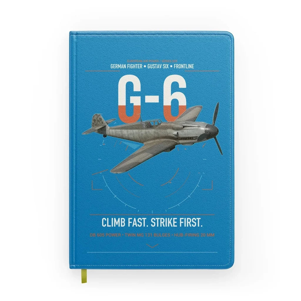 Messerschmitt Bf 109G-6 design on turquoise notebook