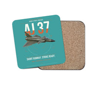 Thumbnail for Saab AJ 37 Viggen design on turquoise 1 piece coaster