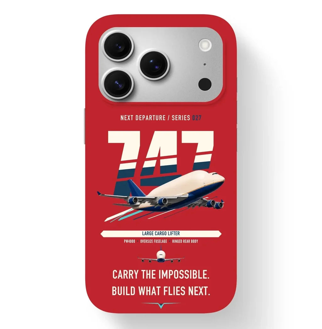 Boeing 747-400 Dreamlifter design on red magsafe iphone case