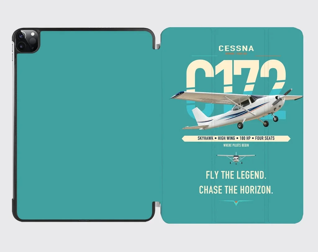 Cessna 172 Skyhawk design on turquoise ipad tablet case