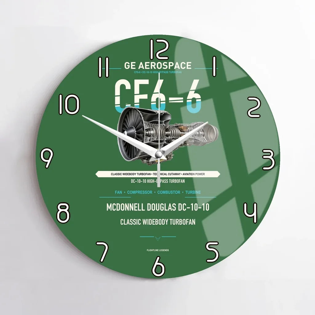 CF6-6 design on green no frame wall clock