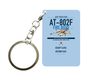 Thumbnail for Air Tractor AT-802F Fire Boss design on light blue designed key chain, double-side print