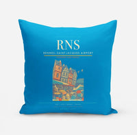Thumbnail for Rennes–Saint-Jacques Airport (RNS) design on turquoise pillow