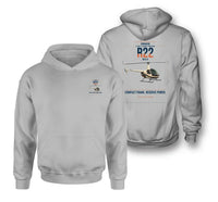 Thumbnail for Robinson R22 Beta II design on light gray double-side hoodie, double-side print