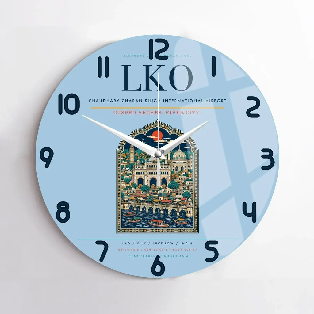 Chaudhary Charan Singh International Airport LKO Wall-Clock No-Frame - Light Blue