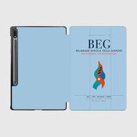 Thumbnail for Belgrade Nikola Tesla Airport (BEG) design on light blue samsung tablet tablet case
