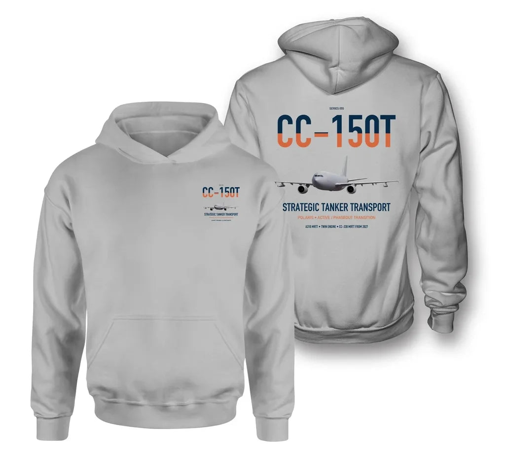 Airbus CC-150T Polaris design on light gray double-side hoodie, double-side print